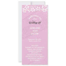 Elegant bloemig roze & witte huwelijksprogramma