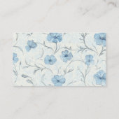 Elegant Bloemig Stof Blauw Land Tuin Bruiloft Plaatskaartje (Achterkant)