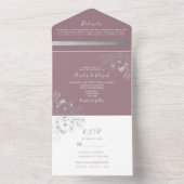 Elegant Bloemig Stof Rose Bruiloft All In One Uitnodiging (Binnen)