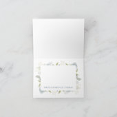 Elegant bloemig stoffig blauw klassiek Roos groen Bedankkaart (Binnen)