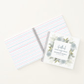 Elegant bloemig stoffig blauw klassiek Roos groen Notitieboek (Binnen)