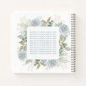 Elegant bloemig stoffig blauw klassiek Roos groen Notitieboek (Achterkant)