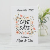 Elegant Bloemig Vierkant Save The Date (Staand voorkant)