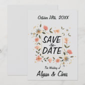Elegant Bloemig Vierkant Save The Date (Voorkant / Achterkant)