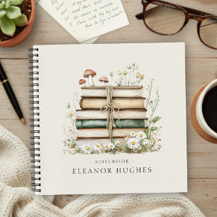 Elegant Bloemig Vintage Boeken Persoonlijk Notitie