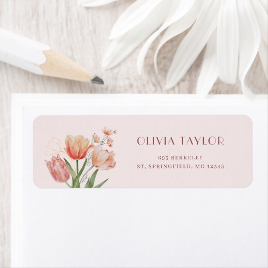 Elegant Bloemig Watercolor Retouradres Label (Insitu)