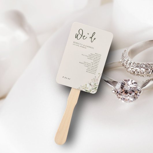 Elegant Bloemig Waterverf Bruiloftsprogramma Handwaaier