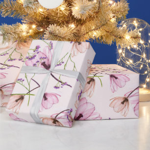Elegant bloemig waterverf patroon cadeaupapier