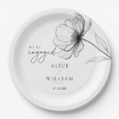 Elegant Bloemig We Zijn Verloofd Verlovingsfeest Papieren Bordje (Voorkant)