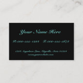 Elegant Bloemig Zwart en Blauwgroen Damast Visitekaartje (Achterkant)