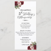 Elegant Bloemige 5e trouwverjaardag Menu (Voorkant)