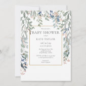 Elegant Bloemige Blad Baby Shower Kaart (Voorkant)