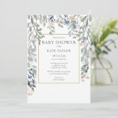 Elegant Bloemige Blad Baby Shower Kaart (Staand voorkant)