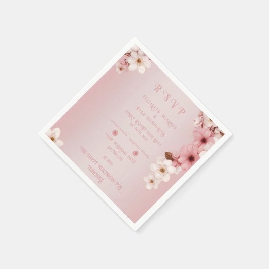 Elegant Bloemige Bloesem Trouwuitnodiging Ontwerp Servet (Hoek)