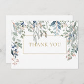 Elegant Bloemige Gebladerte Goud Geometrisch Bedankkaart (Voorkant / Achterkant)