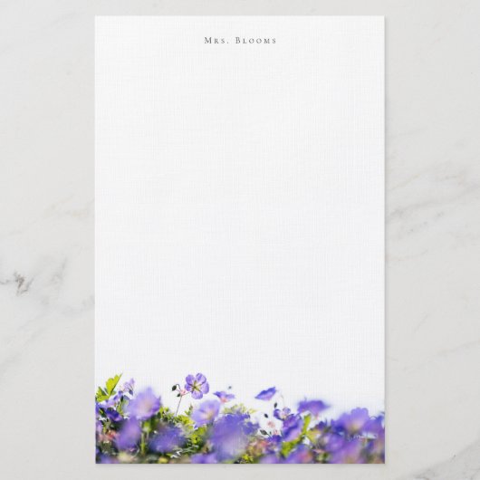 Elegant bloemige gepersonaliseerd briefpapier (Voorkant)