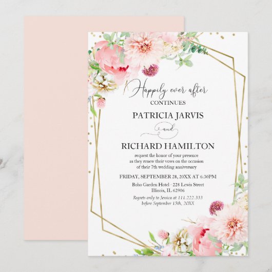 Elegant Bloemige Hernieuwing van Geloften voor Alt Kaart (Voorkant / Achterkant)