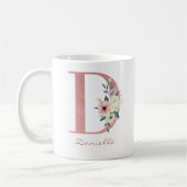 Elegant bloemige letter D roze en ivoor boeket Koffiemok (Links)