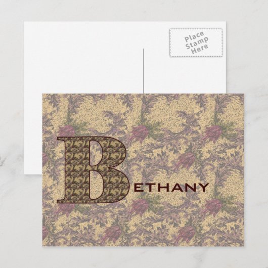 Elegant bloemige monogram initiaal B gepersonalise Briefkaart (Voorkant / Achterkant)