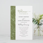 Elegant Bloemige Salie Groene Trouwceremonie Progr (Staand voorkant)