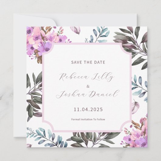 Elegant Bloemige Save The Date Hooglied 3:4 Kaart (Voorkant)