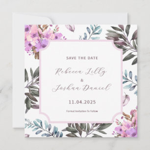 Elegant Bloemige Save The Date Hooglied 3:4 Kaart