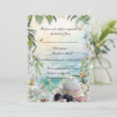 Elegant Bloemige Tropisch Strand Bruiloft Reactie Kaart (Staand voorkant)
