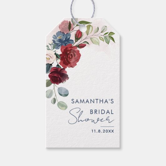 Elegant Bloemige Watercolor Script Bruiloft Feest Cadeaulabel (Voorkant)