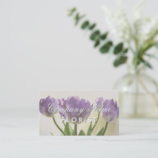 Elegant bloemistisch visitekaartje met bloemen (Staand voorkant)