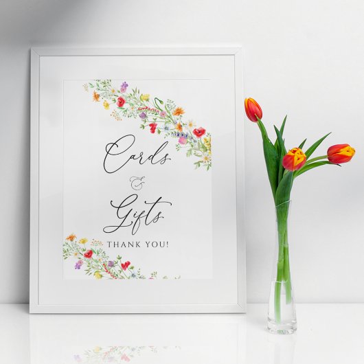 Elegant bloemkaartjes voor wilde bloemen en poster