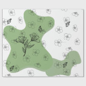 Elegant Bloemlijnkunst Cadeaupapier (Vlak)