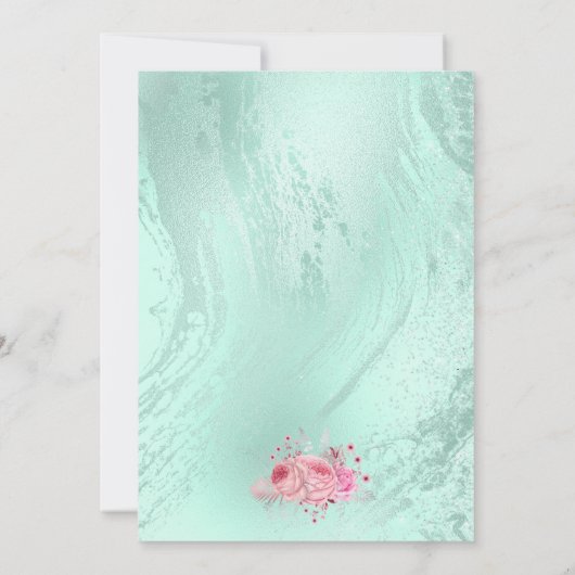 Elegant bloemmint groene glitter zoet zestien kaart (Achterkant)