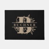 Elegant Bloemmonogram & Naam Deurmat (Voorkant)