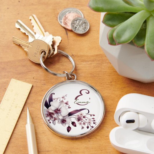 Elegant bloemmonogram Sleutelhanger (Bureau)