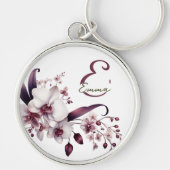 Elegant bloemmonogram Sleutelhanger (Voorkant)