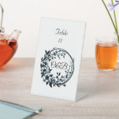 Elegant Bloemmonogram Tafelnummer Pedestal Sign Reclamebord Met Voetstuk (Insitu)