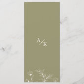 Elegant Bloemmos groen bruiloft Menu (Achterkant)