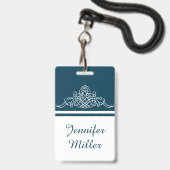 Elegant bloemmotief badge (Voorzijde met lanyard)