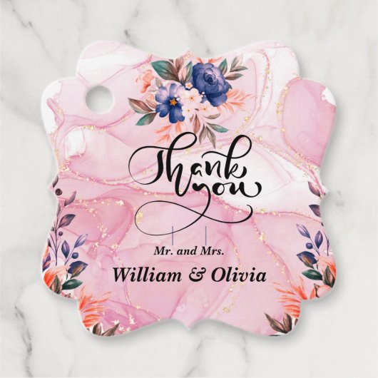 Elegant Bloemmotief  Bedankjes Labels (Voorkant)