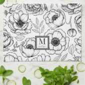 Elegant Bloemmotief Begin Monogram Theedoek (Gevouwen)