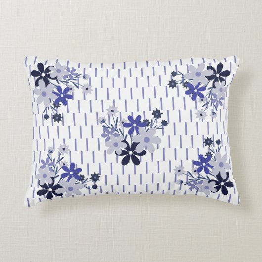 Elegant bloemmotief blauw paarse violet accent kussen (Voorkant)