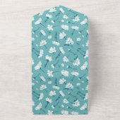 Elegant bloemmotief - Blauwgroen & wit Botanisch All In One Uitnodiging (Buitenkant)