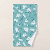 Elegant bloemmotief - Blauwgroen & wit Botanisch Bad Handdoek (Handdoek)