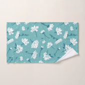 Elegant bloemmotief - Blauwgroen & wit Botanisch Bad Handdoek (Handdoek)