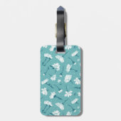 Elegant bloemmotief - Blauwgroen & wit Botanisch Bagagelabel (Achterkant verticaal)