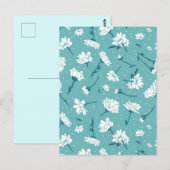 Elegant bloemmotief - Blauwgroen & wit Botanisch Briefkaart (Voorkant / Achterkant)