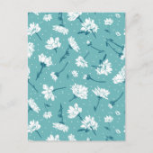 Elegant bloemmotief - Blauwgroen & wit Botanisch Briefkaart (Voorkant)