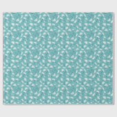 Elegant bloemmotief - Blauwgroen & wit Botanisch Cadeaupapier (Vlak)