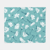 Elegant bloemmotief - Blauwgroen & wit Botanisch Fleece Deken (Voorkant (Horizontaal))
