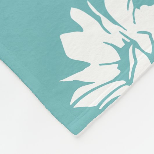 Elegant bloemmotief - Blauwgroen & wit Botanisch Fleece Deken (Hoek)